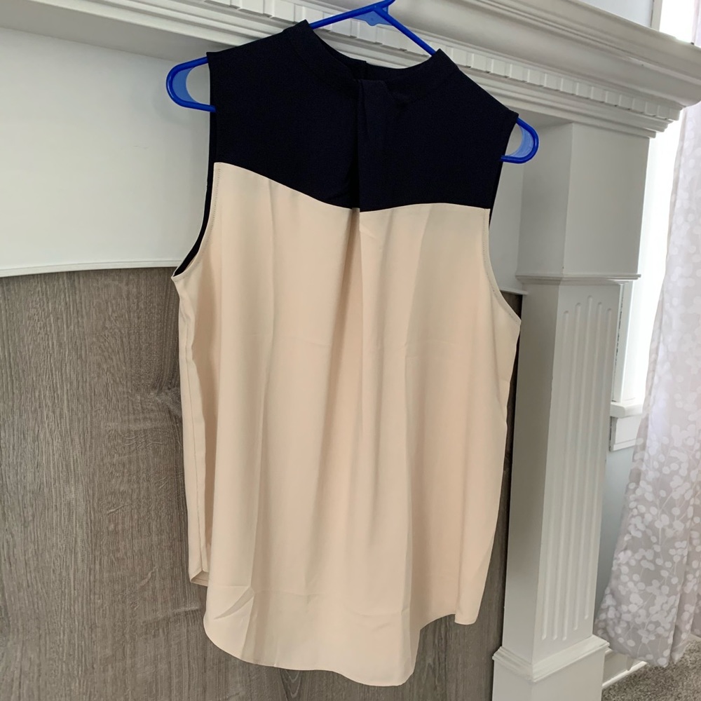 Navy blue and cream top